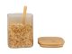 Canister Square glass small sand brown w. spoon
