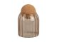 Canister Gem glass small sand brown w. cork lid