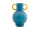 Vase Fiesta glass bright blue, yellow handles